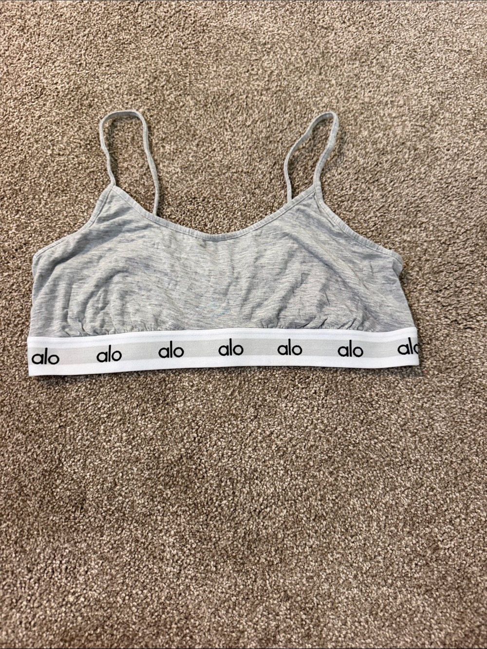 ALO Yoga Light Gray Bralette with Logo Elastic Band size S